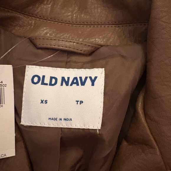 Old Navy Brown Moto Faux Leather Belted Jacket - Picture 3 of 6